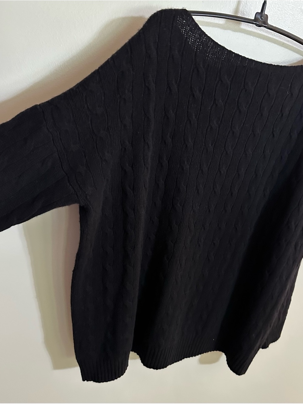 Polo by Ralph Lauren Black Boat Neck Cable-Knit Sweater with Raglan Sleeves - Picture 6 of 8